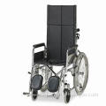 Reclining Steel Wheelchair with Detachable Elevating Leg Rests, 24-inch Rear Wheel Mode